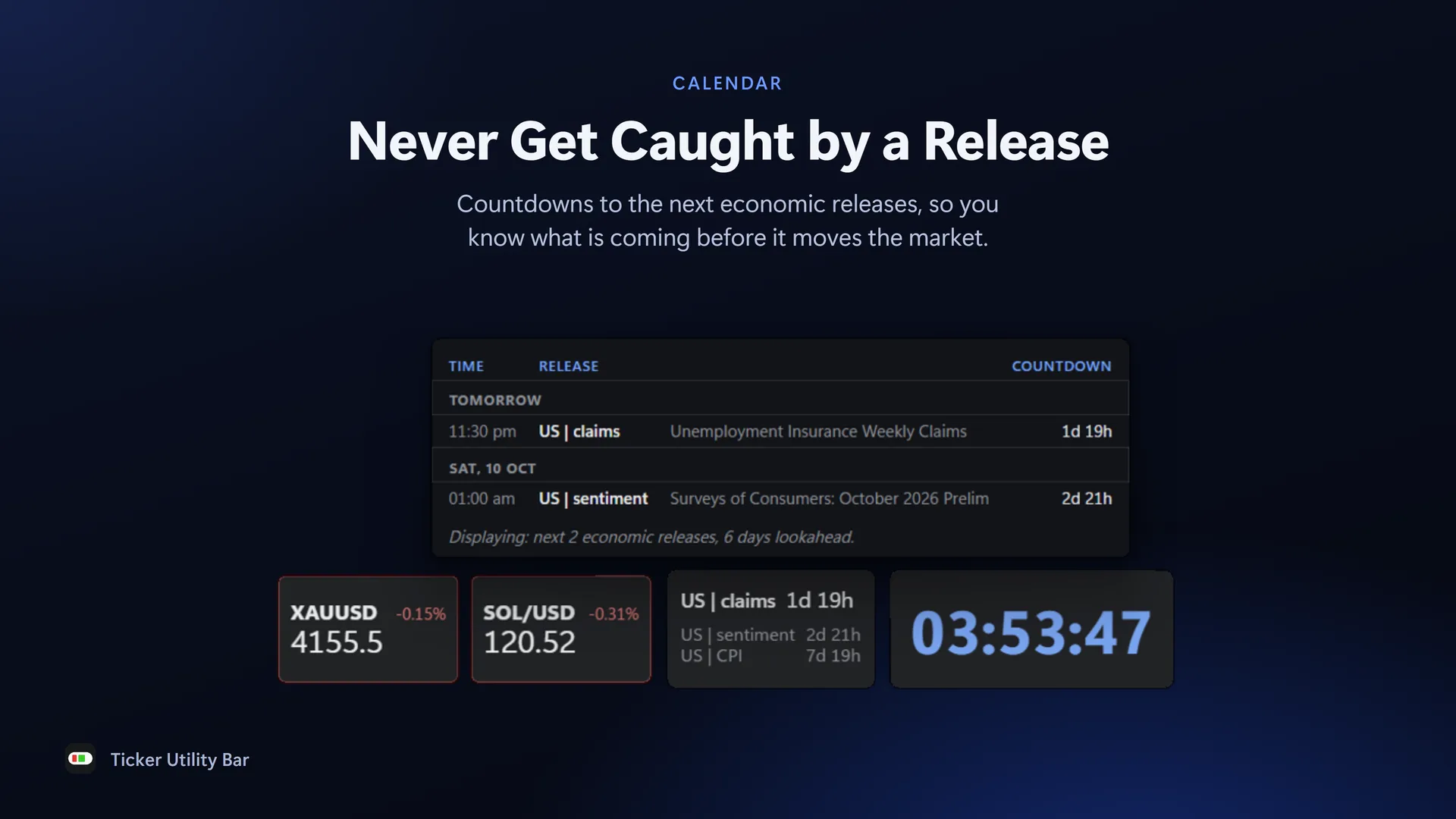 Countdowns to the next economic releases